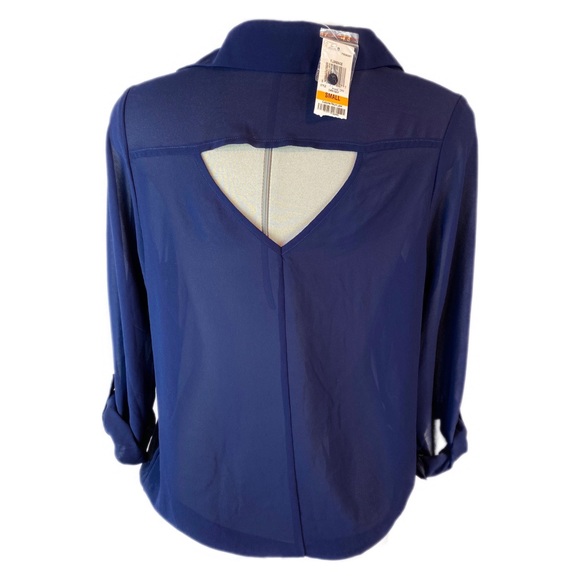 NWT BAR lll CrossOver Open Back Draped Navy Top - Picture 3 of 8